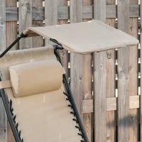 Outsunny Garden Rocking Chair Folding Recliner Outdoor Adjustable Sun Lounger Rocker Zero-Gravity Seat with Headrest Side Holder Patio Deck - Beige(m-9)