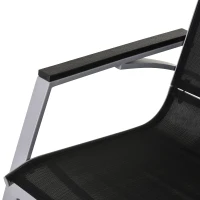 Outsunny Rocking Chair Sun Lounger Garden Seat Patio High Back Texteline Black(m-8)
