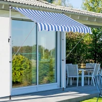 Outsunny Markies knikarm knikarmmarkies zonwering handslinger balkon aluminium 2 x 1,5 m blauw(m-2)