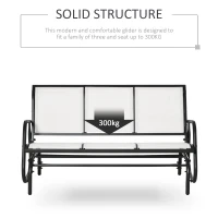 Outsunny Banca Balansoar de Gradina 3 Locuri din Metal si Tesatura, 147x70x85cm, Bej(m-6)