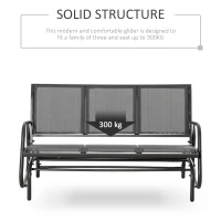 Outsunny Banca Balansoar de Gradina cu 3 Locuri din Metal si tesatura Tip Plasa Respirabila, 147x70x85 cm, Gri(m-6)