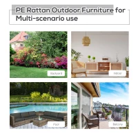 Outsunny 6-Seater Rattan Sofa Furniture Set W/ Cushions, Steel Frame-Grey(m-7)