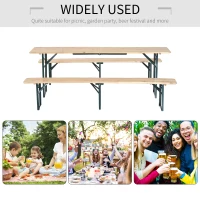 Outsunny Steel Frame Portable Folding Picnic Table Bench Set Dark Green(m-6)