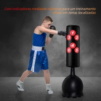 HOMCOM Saco de Boxe de Pé 165cm Sacos de Chão com Suporte para Preencher de Água ou Areia para Adultos e Crianças Preto(m-7)