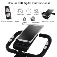 HOMCOM Bicicleta ergométrica dobrável ajustável em altura e resistência com tela LCD e assento com encosto 51x97x115 cm Preto(m-6)