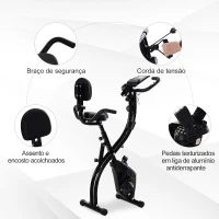HOMCOM Bicicleta ergométrica dobrável ajustável em altura e resistência com tela LCD e assento com encosto 51x97x115 cm Preto(m-7)
