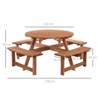 Outsunny 8-Seater Wooden Picnic Set-Fir Wood(m-3)