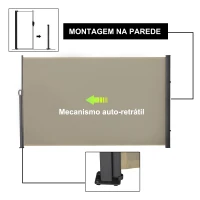 Outsunny Toldo Lateral Retrátil para Terraço Pátio ou Jardim Toldo de Privacidade para Exterior Dobrável 300x180cm Bege(m-4)