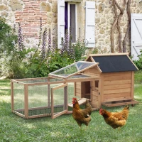 PawHut kippenhok box ren pluimveehok met stok legnest massief hout(m-2)