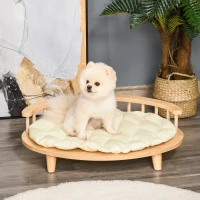 PawHut Canapé design chien chat style cosy chic dim. 70L x 50l x 22H cm coussin capitonné intégré écru panneaux particules aspect bois clair(m-2)