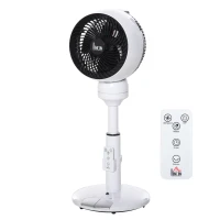 HOMCOM 9'' Air Circulator Fan 3 Speed 3 Mode, 70° Oscillation 90° Vertical Tilt, Height Adjustable, Remote Controller, for Living Room, Bedroom, Office, Black and White(m-1)
