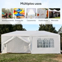 Outsunny Tenda para Festas 5,83x2,93 Tenda de Jardim com 2 Portas 4 Paredes Laterais Removíveis e 4 Janelas para Exterior Eventos Casamentos Branco(m-7)