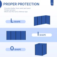 Outsunny Camping Windbreak, Foldable Portable Wind Blocker w/ Carry Bag and Steel Poles, Beach Sun Screen Shelter Privacy Wall, 450cm x 150cm(m-4)