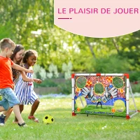 HOMCOM Cage de foot but d'entrainement avec cible dim. 116L x 48l x 76H cm balle et gonfleur inclus(m-4)