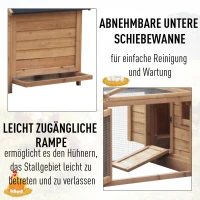 PawHut kippenhok box ren pluimveehok met stok legnest massief hout(m-5)