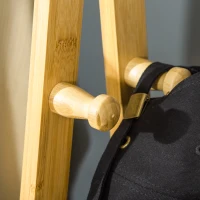 Suport pentru Umerase HOMCOM cu 2 Rafturi si 4 Carlige Laterale, Structura din bambus, 100L x 42l x 155lcm, Culoarea Lemnului(m-8)