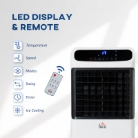 HOMCOM Mobile Air Cooler, 12L Tank Evaporative Ice Cooling Fan Water Conditioner Humidifier Unit with 3 Modes, 3 Speed, Remote, Timer, Oscillating for Home Bedroom(m-4)