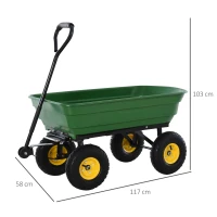 HOMCOM Chariot de Jardin a Main Garden cart Truck cuve basculante Max. 250 Kg(m-3)