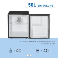 HOMCOM Freestanding Beverage Fridge and Cooler with Movable Chrome Rack Extra Storage Shelf, Hold up to 40 Cans, for Beer Soda Water Cola, Home Office, Black and Silver(m-5)