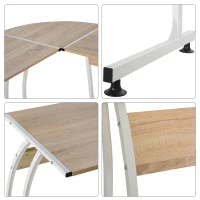 HOMCOM Bureau Informatique multimédia Bureau d'angle Design Contemporain métal Blanc Imitation Bois chêne Clair(m-7)