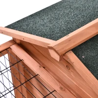 PawHut Klatka dla królika z asfaltowym dachem, klatka dla królików z wybiegiem, lite drewno, naturalny, 146,7 x 95,5 x 69 cm(m-9)