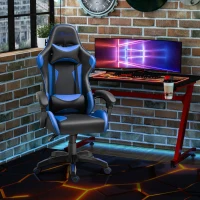 Vinsetto Silla Gaming Profesional Silla de Escritorio Ergonómica Reclinable y Ajustable en Altura con Respaldo Alto Reposacabezas y Reposabrazos 66x66x128-138 cm Azul(m-2)
