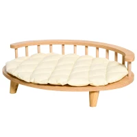 PawHut Canapé design chien chat style cosy chic dim. 70L x 50l x 22H cm coussin capitonné intégré écru panneaux particules aspect bois clair(m-1)