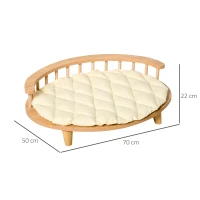 PawHut Canapé design chien chat style cosy chic dim. 70L x 50l x 22H cm coussin capitonné intégré écru panneaux particules aspect bois clair(m-3)