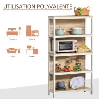 HOMCOM Bibliothèque meuble de rangement 4 étagères dim. 80L x 30l x 151H cm MDF chêne clair blanc(m-5)