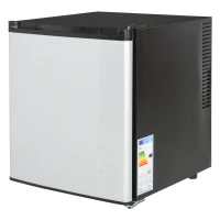 HOMCOM Freestanding Beverage Fridge and Cooler with Movable Chrome Rack Extra Storage Shelf, Hold up to 40 Cans, for Beer Soda Water Cola, Home Office, Black and Silver(m-2)