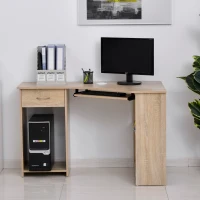 HOMCOM Scrivania ad Angolo per Computer e PC con Ripiano Tastiera, Cassetto e Ripiani, per Cameretta o Ufficio, in Legno(m-4)