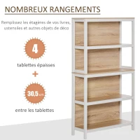 HOMCOM Bibliothèque meuble de rangement 4 étagères dim. 80L x 30l x 151H cm MDF chêne clair blanc(m-6)