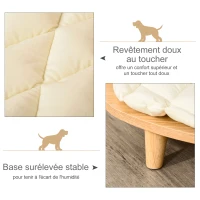 PawHut Canapé design chien chat style cosy chic dim. 70L x 50l x 22H cm coussin capitonné intégré écru panneaux particules aspect bois clair(m-6)