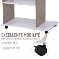 HOMCOM Bureau Informatique à roulettes avec Support Clavier dim. 80L x 50l x 76H cm MDF Gris Blanc(m-3)