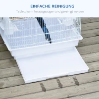 PawHut klatka dla ptaków domek dla ptaków woliera dla ptaków dla papugi klatka dla papużek falistych wyjmowana dolna taca kolor biały 47,5 x 36 x 91 cm(m-5)