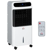 HOMCOM Mobile Air Cooler, 12L Tank Evaporative Ice Cooling Fan Water Conditioner Humidifier Unit with 3 Modes, 3 Speed, Remote, Timer, Oscillating for Home Bedroom(m-14)