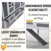 PawHut kippenhok kippenhuis met legnest plantenbak grijs hout metaaldraad asfalt(m-5)