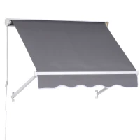 Store banne Manuel Inclinaison réglable Aluminium Polyester imperméabilisé 70L x 120l cm (Gris)(m-1)