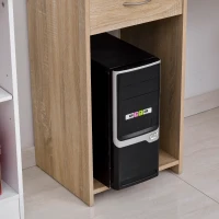 HOMCOM Scrivania ad Angolo per Computer e PC con Ripiano Tastiera, Cassetto e Ripiani, per Cameretta o Ufficio, in Legno(m-8)