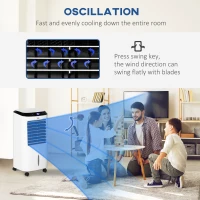 HOMCOM Portable Air Cooler, Evaporative Anion Ice Cooling Fan Water Conditioner Humidifier Unit with 10L Water Tank, 3 Modes, 3 Speed, Remote, Timer, Oscillating for Home Quiet Bedroom, White(m-8)