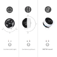 HOMCOM 9'' Air Circulator Fan 3 Speed 3 Mode, 70° Oscillation 90° Vertical Tilt, Height Adjustable, Remote Controller, for Living Room, Bedroom, Office, Black and White(m-4)