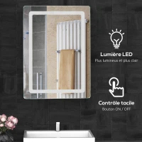 HOMCOM Miroir Lumineux LED de Salle de Bain 32 W dim. 50 x 4 x 70 cm(m-5)