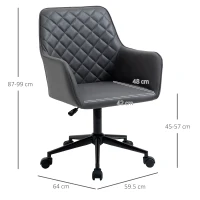 Vinsetto Sedia da Ufficio Ergonomica Poltroncia Girevole in Similpelle con Braccioli e Ruote, Altezza Regolabile, Grigio(m-3)