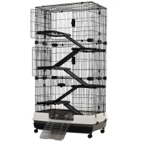 Klatka dla małych zwierząt domowych ze zdejmowaną górną częścią z metalowego drutu platforma(m-10)