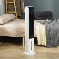 HOMCOM Portable Air Cooler, 6L Tank Humidifier Evaporative Ice Cooling Fan Water Conditioner Unit with 3 Modes, 3 Speed, Remote, Timer, Oscillating for Home Bedroom, White(m-13)