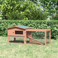 PawHut® Klatka Dla Zajęcy Królików 2-Poziomowa Z Wybiegiem Małe Zwierzęta Lite Drewno 158 x 58 x 68 cm(m-2)