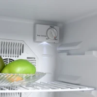 HOMCOM Freestanding Beverage Fridge and Cooler with Movable Chrome Rack Extra Storage Shelf, Hold up to 40 Cans, for Beer Soda Water Cola, Home Office, Black and Silver(m-10)