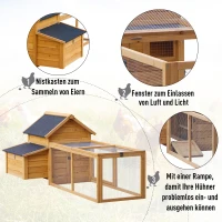 PawHut kippenhok box ren pluimveehok met stok legnest massief hout(m-7)