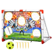 HOMCOM Cage de foot but d'entrainement avec cible dim. 116L x 48l x 76H cm balle et gonfleur inclus(m-1)