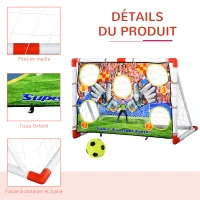 HOMCOM Cage de foot but d'entrainement avec cible dim. 116L x 48l x 76H cm balle et gonfleur inclus(m-6)